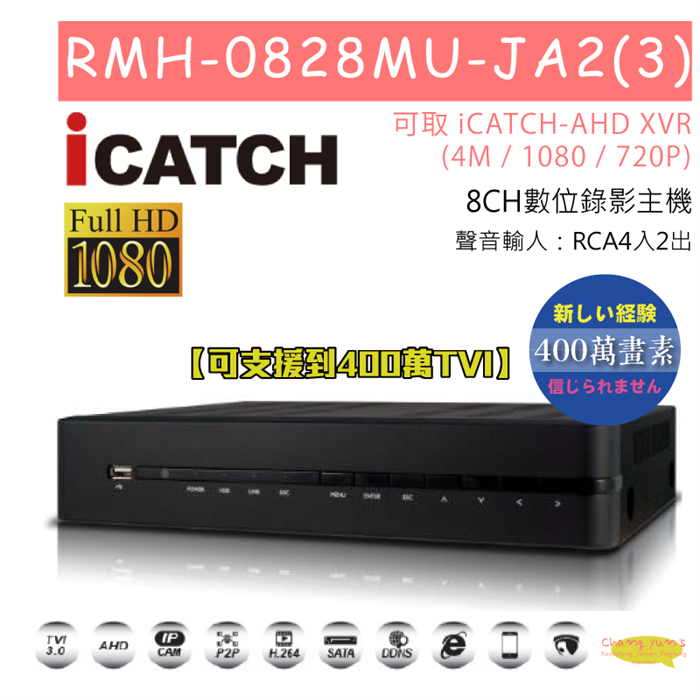 RMH-0828MU-JA2(3) 8CH數位錄影主機 可取 iCATCH-AHD XVR(4M / 1080 / 720P) 專用錄影主機 1