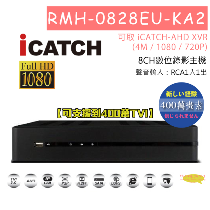 RMH-0828EU-KA2 8CH數位錄影主機 可取 iCATCH-AHD XVR(4M / 1080 / 720P) 專用錄影主機 1