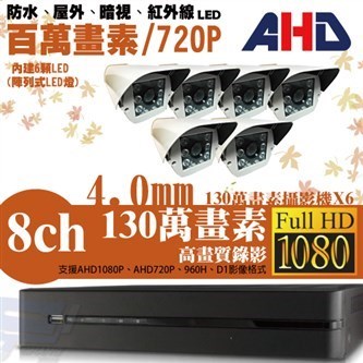 ►高雄監視器安裝 130萬高畫素 720P ◄八路六鏡 戶外型 6LED 套裝DIY組 1